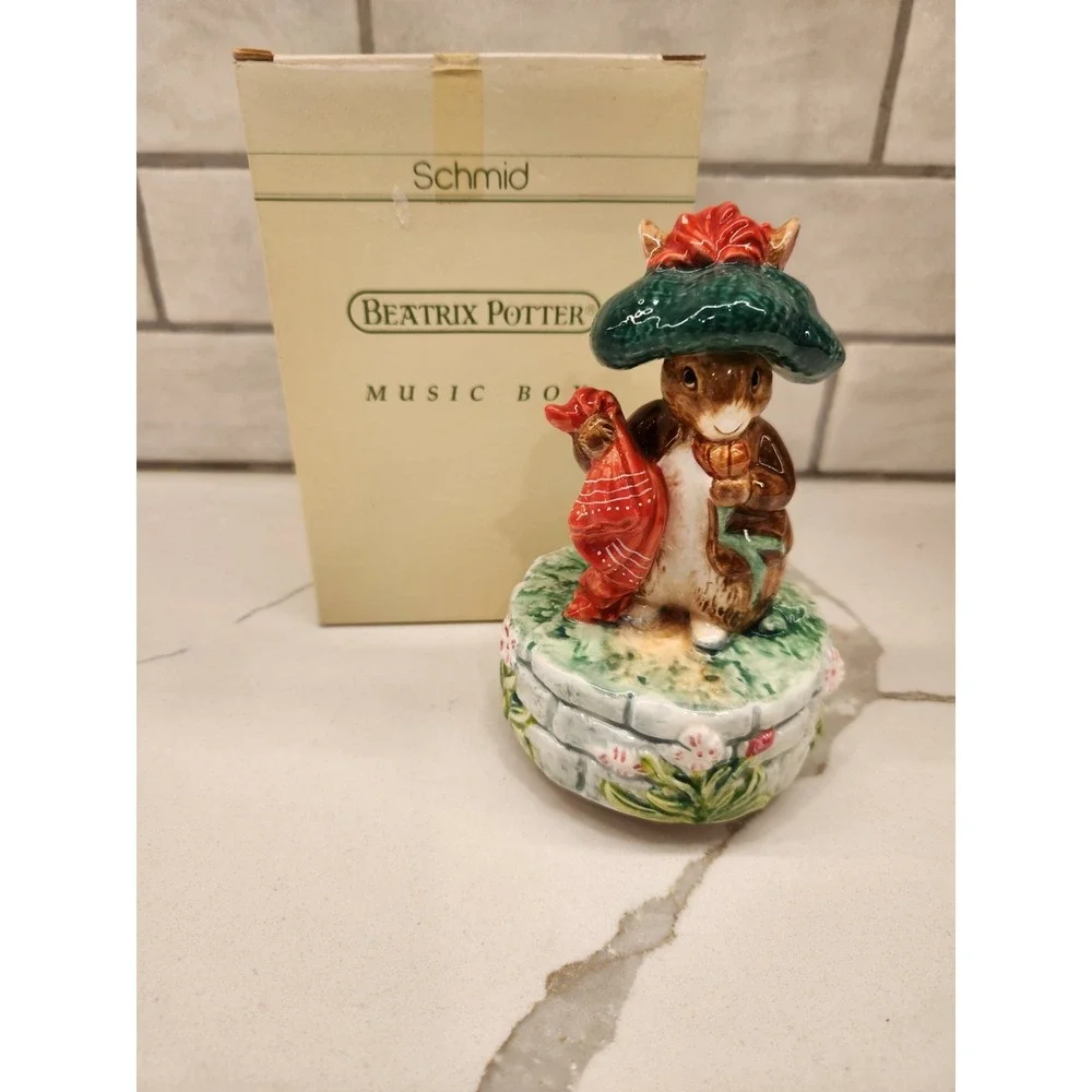 Vintage Schmid Benjamin Bunny Figurine Music Box – Beatrix Potter With Box